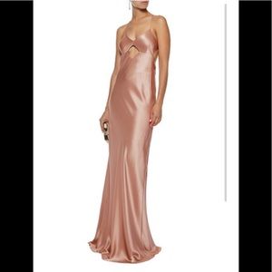 NWT Michelle Mason Openback Cutout Silk-Satin Gown